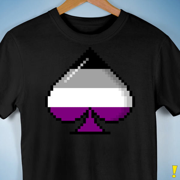 Asexual Pride 8-Bit Pixel Ace of Spades Premium Unisex T-Shirt - Black